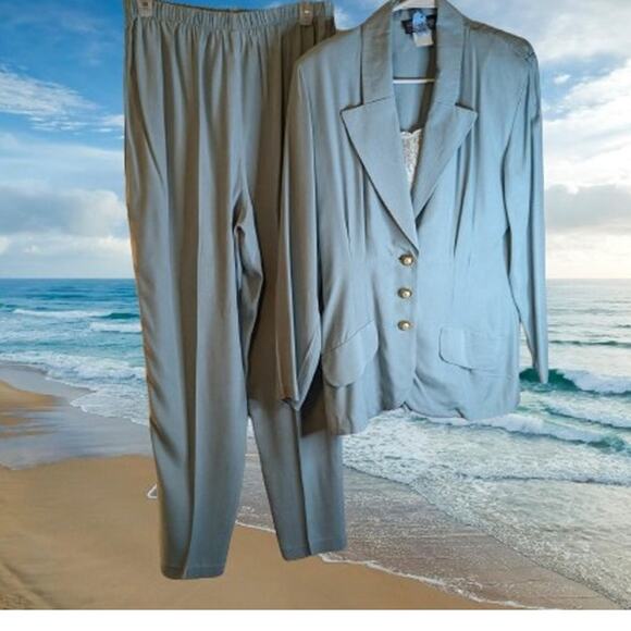 All That Jazz 10 vintage seafoam green 2 piece jacket slacks woman's suit. - Picture 1 of 1